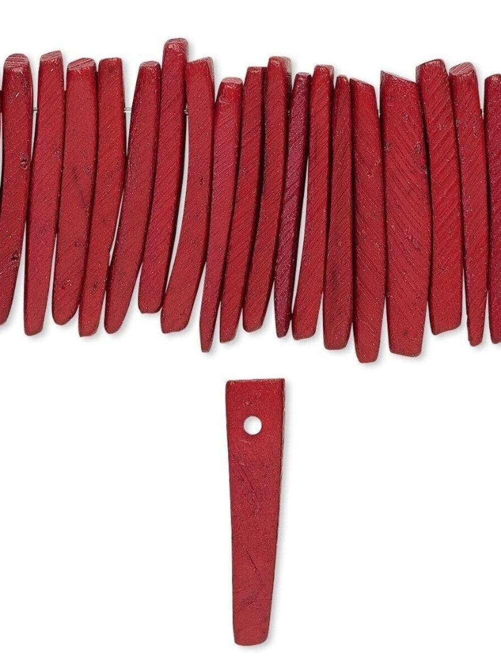 Philippines Coconut Palm Wood Dark Red 25x4mm Dagger Stick Beads 20 pcs